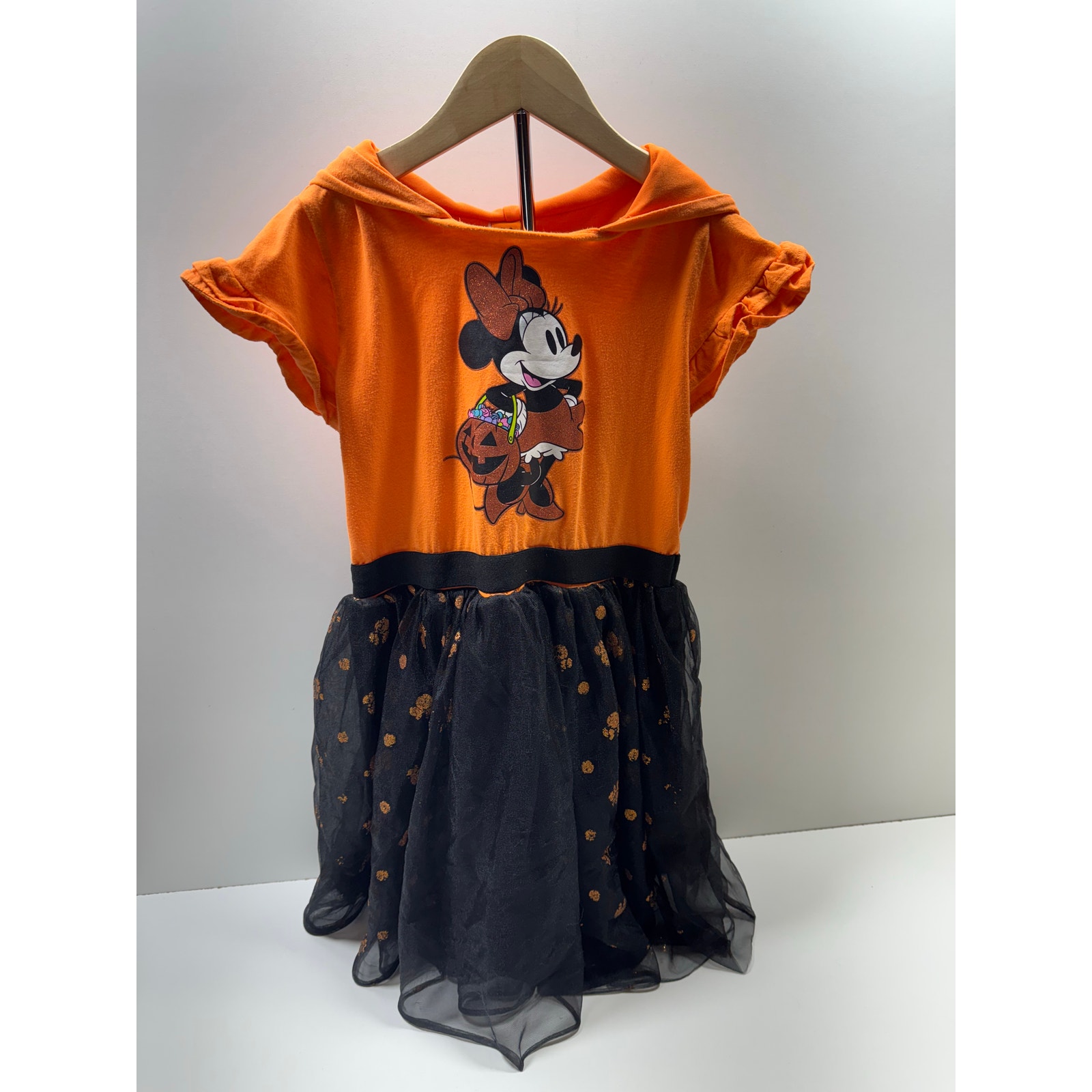 Disney Girls Sz Large (10-12) Halloween Minnie Mouse Dress Hooded Mouse Ears